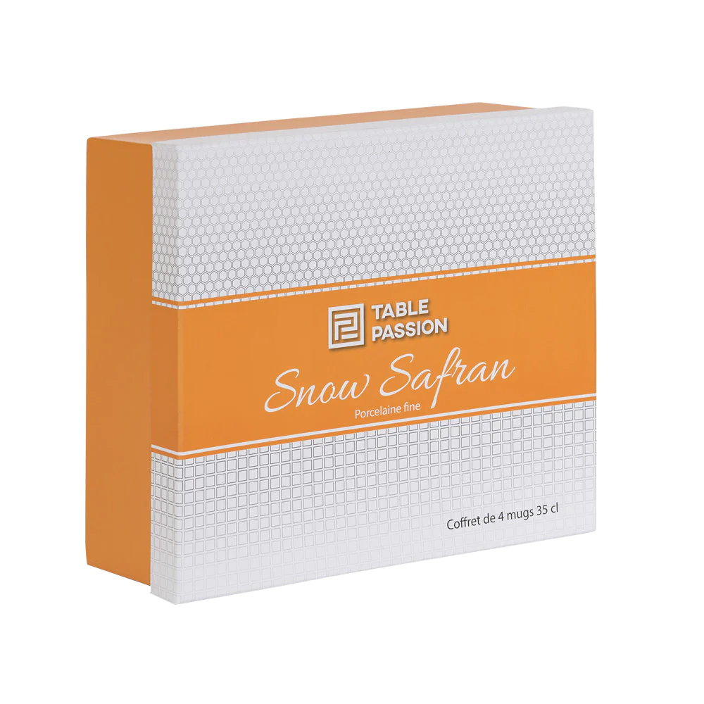 Coffret de 4 mugs 35 cl Snow safran Table passion