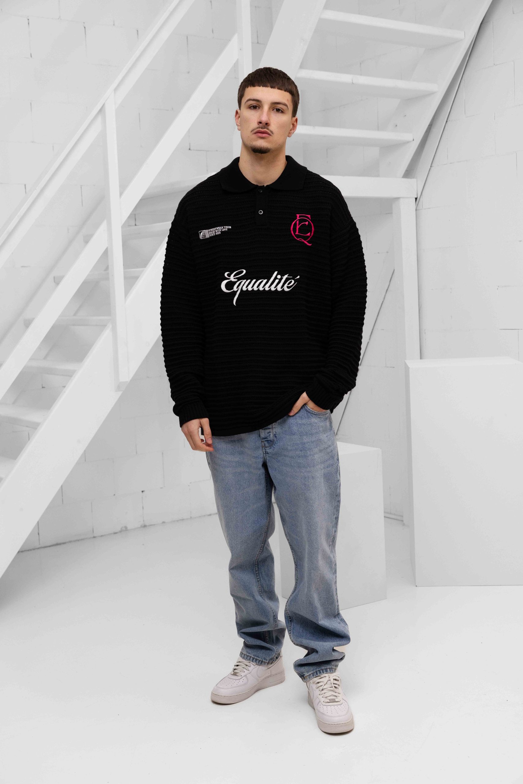 Equalité Heritage Rib Knit Polo Heren Zwart