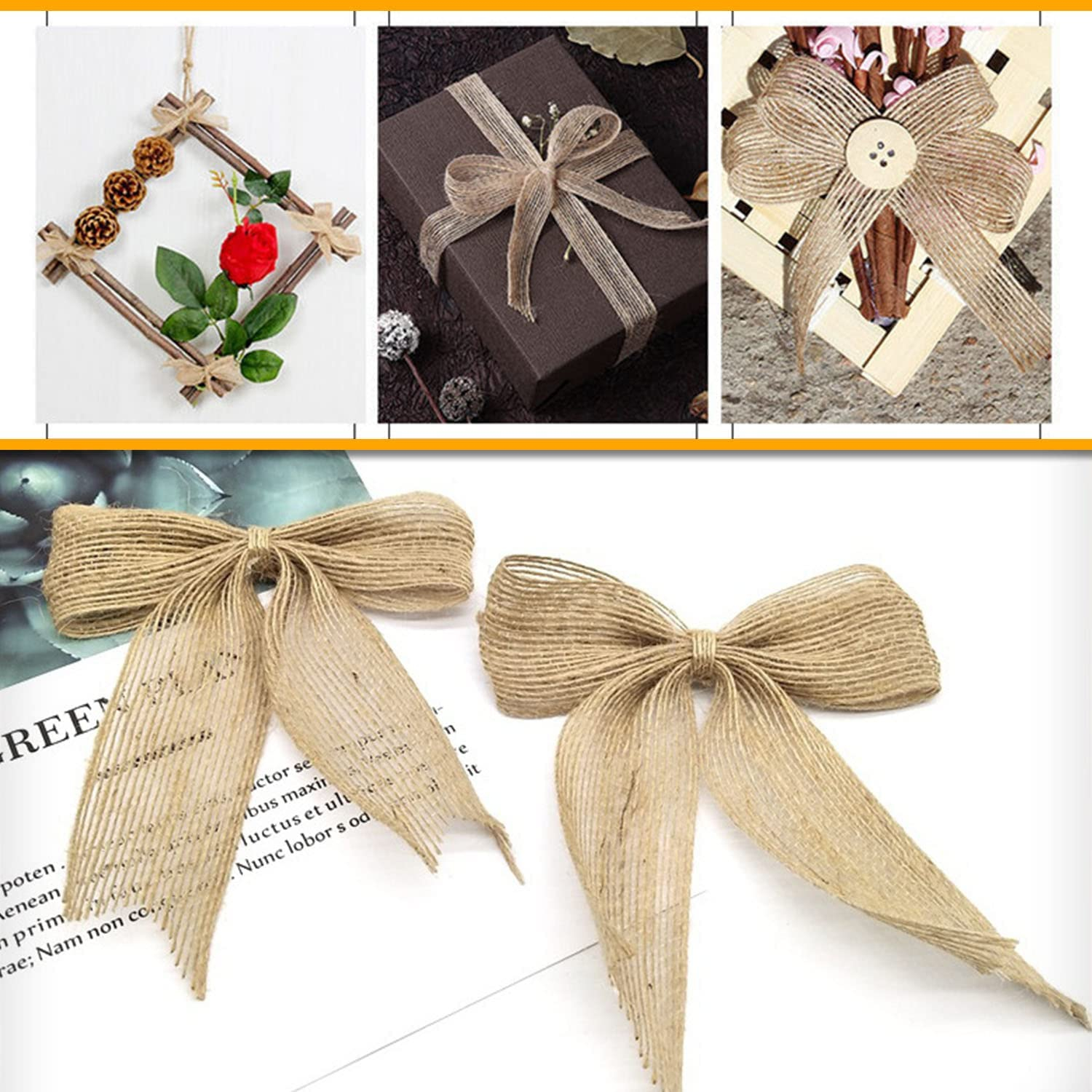 (5er Set) 6-25mm Geschenkband Nature Jute Deko Band für Geschenke / Hochzeiten - Braun