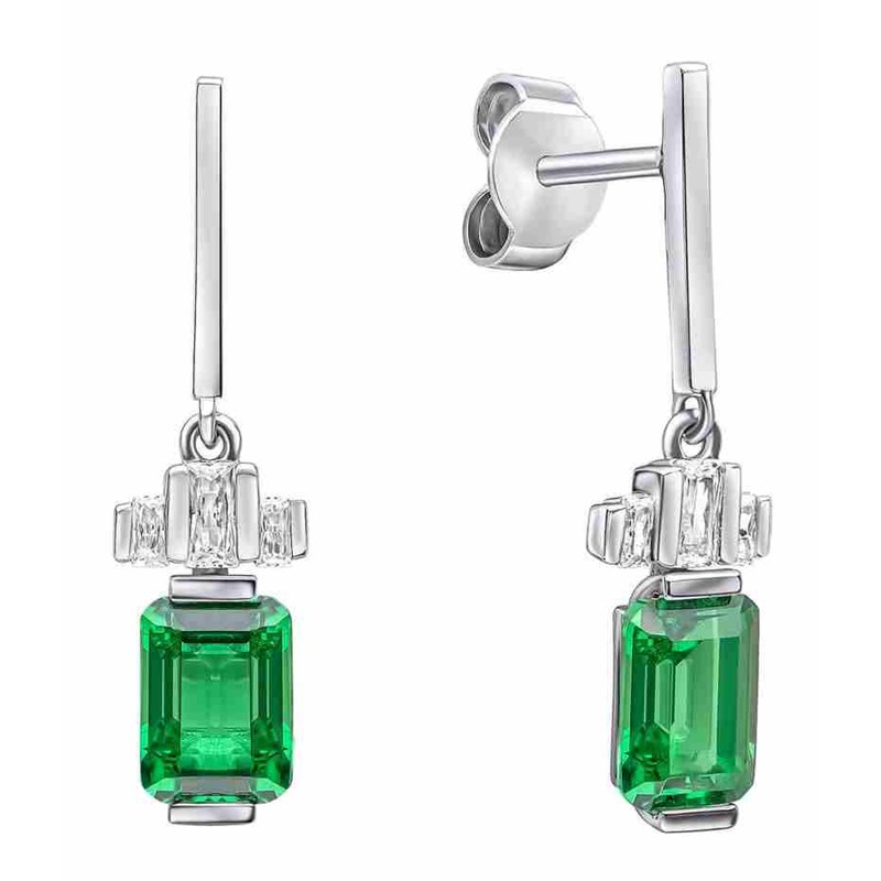 Boucle d'oreille zirconium vert et blanc en argent 925