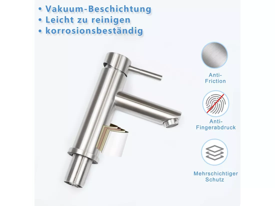 NETTLIFE robinet d'évier robinet chaud/froid robinet haute pression en acier inoxydable