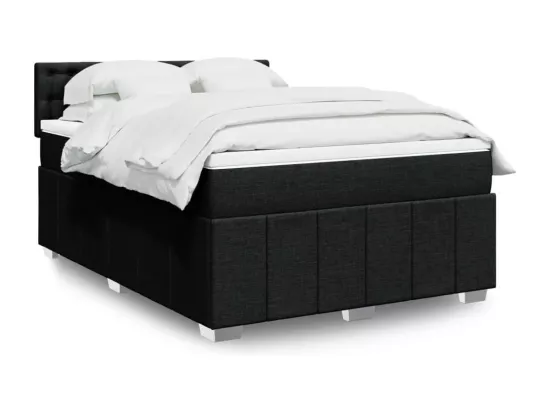 Sommier à lattes de lit avec matelas Noir 160x200 cm Tissu
