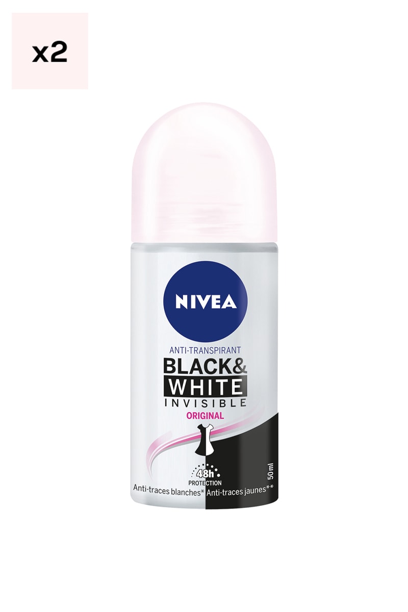 Déodorants billes anti-transpirants anti-traces blanches & jaunes 48h - Black & White - 2 x 50 ml