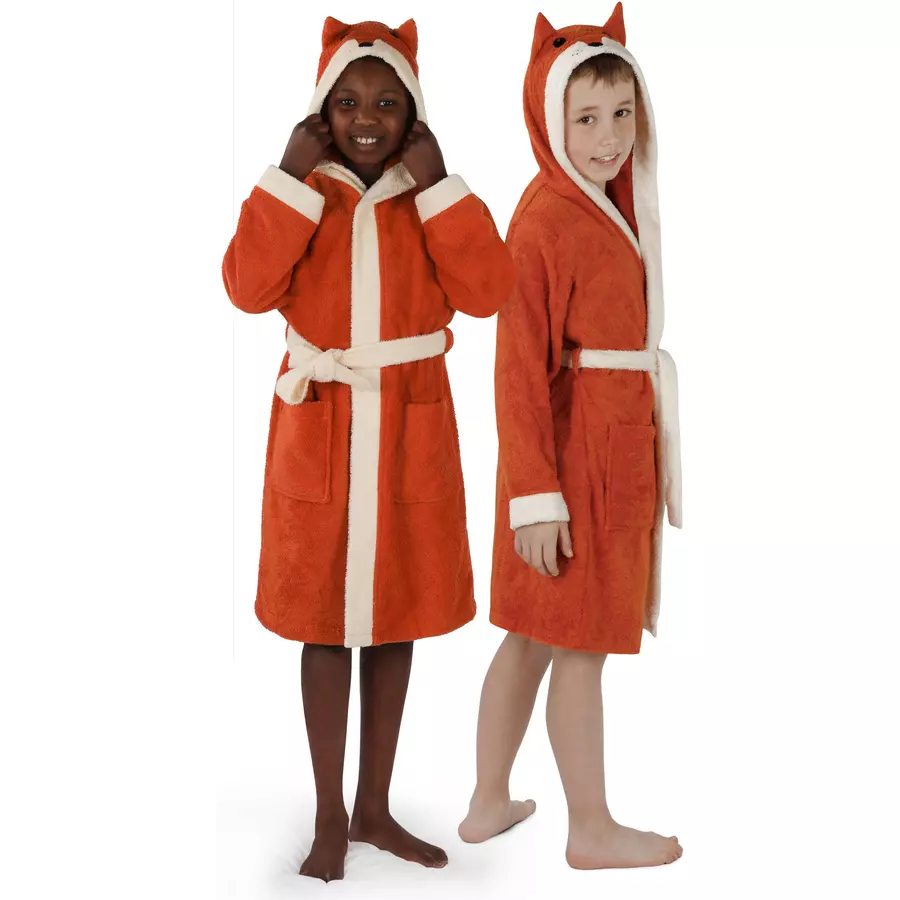 normani Kinder Bademantel aus Bio-Baumwolle Malia Orange  Fuchs