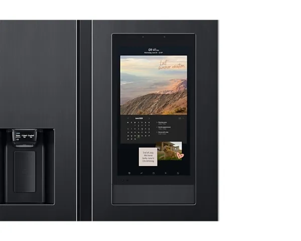Samsung Family Hub RS6HA8891B1 - Køleskab/fryser - side-by-side med vanddispenser, isdispenser - Wi-Fi - bredde: 91.2 cm - dybde: 71.6 cm - højde: 178 cm - 614 liter - Klasse E - premium sort stål/sort