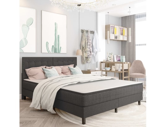 VIDAXL - Sommier 180 x 200 Sommier tapissier gris foncé tissu 180x200 cm