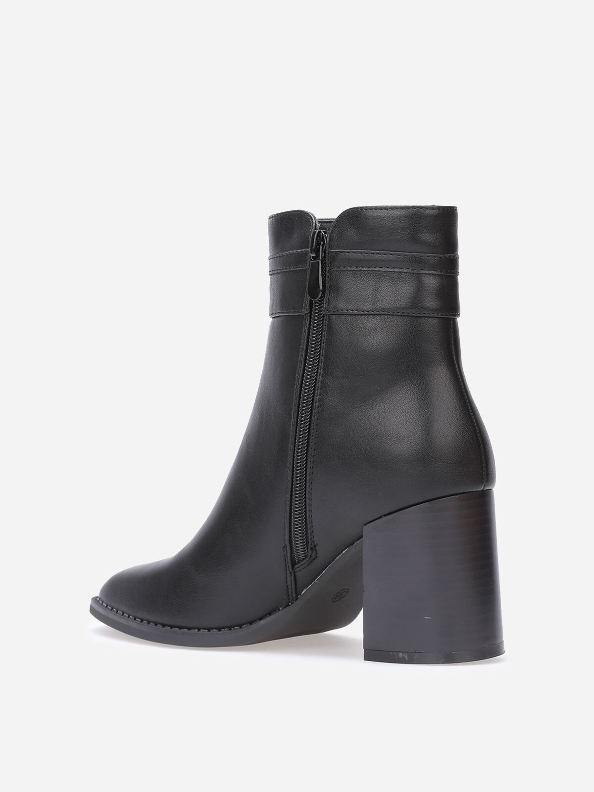 Bottines à talon carré et mors doré- Noir