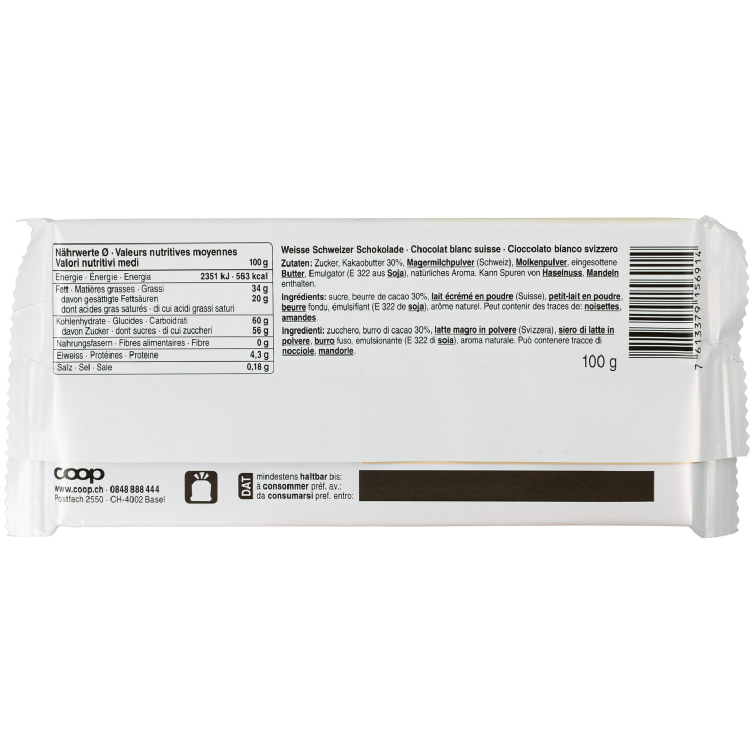 Prix Garantie Fairtrade Tafelschokolade weiss