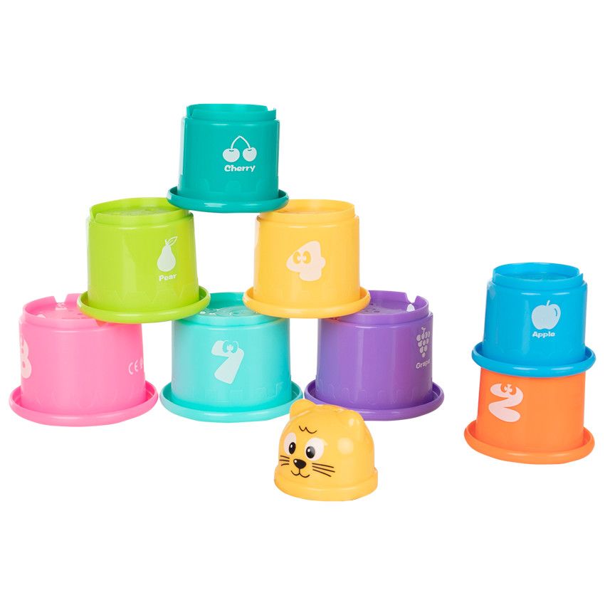 Jouet de bain tasses empilables x9 - Ecru