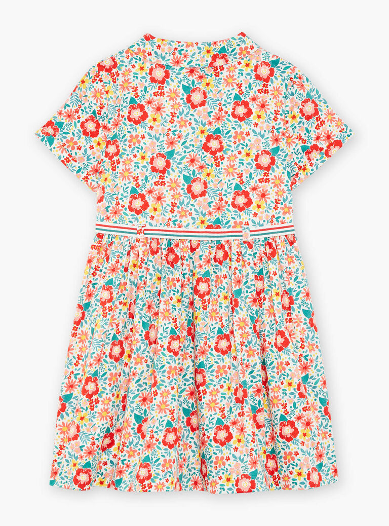 Robe chemise écrue à fleurs