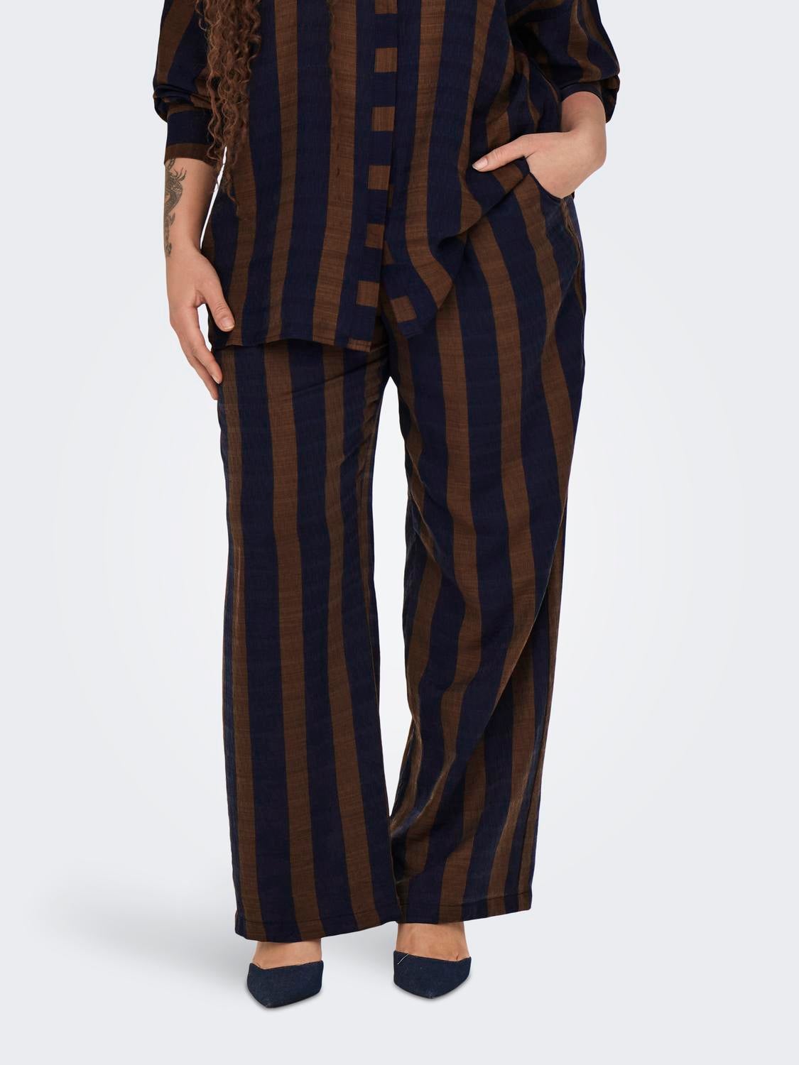 CARTEMPER Weiter Beinschnitt Hose mit weitem Beinschnitt Night Sky
