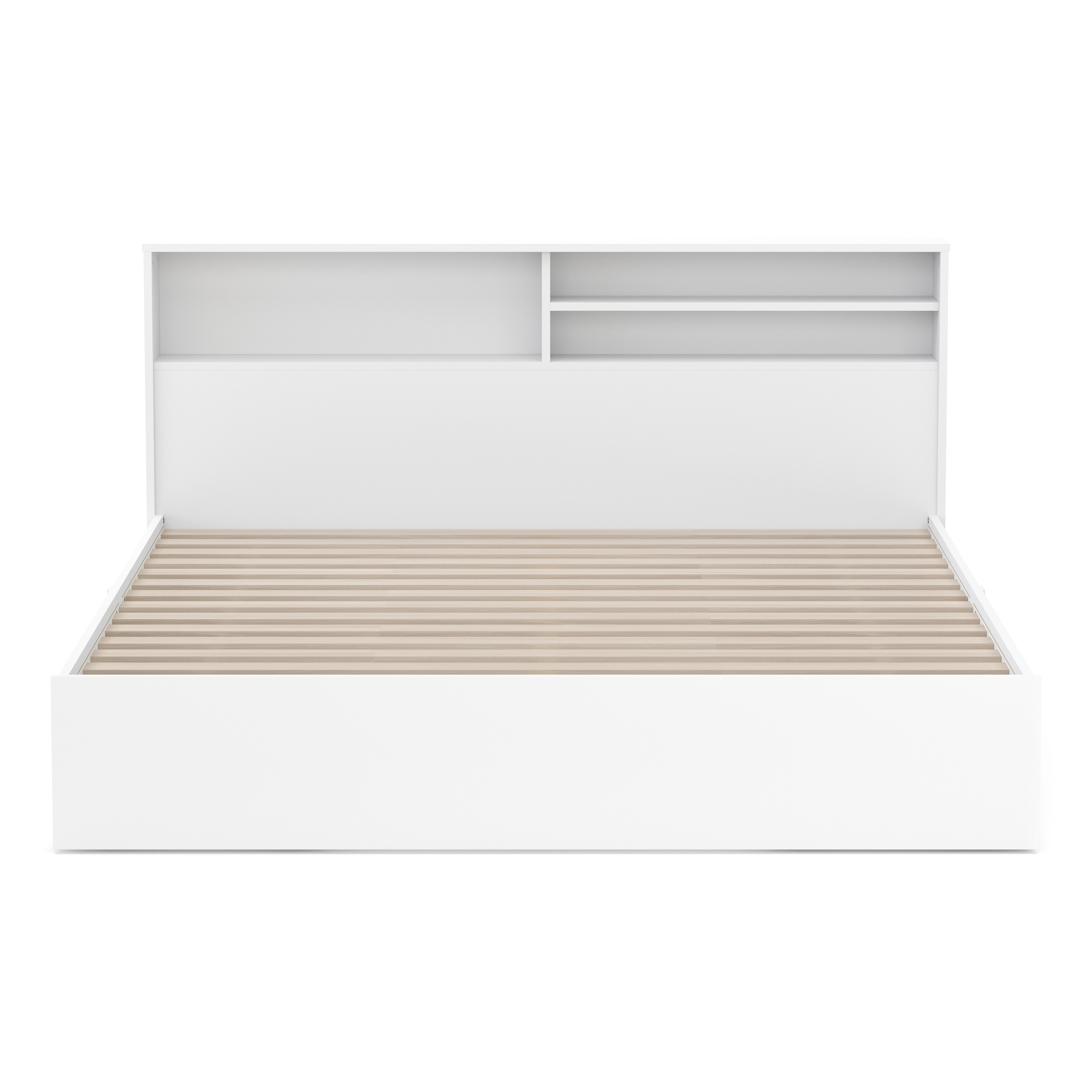 Bett Holz GENESIS mit Stauraum und Schubladen 160 x 200 cm weiss