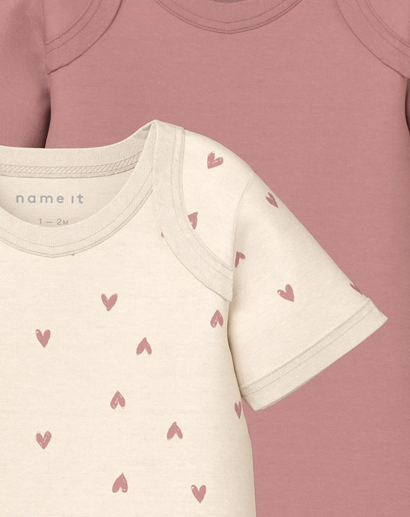 Kurzarm-Body NBFBODY HEARTS 2er Pack in beige/rosa