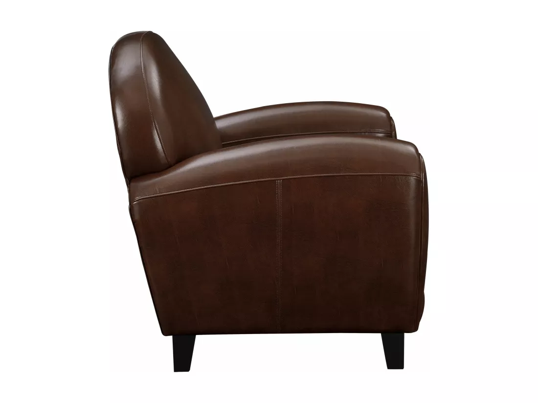 Fauteuil marron en croute de cuir enduite - Club