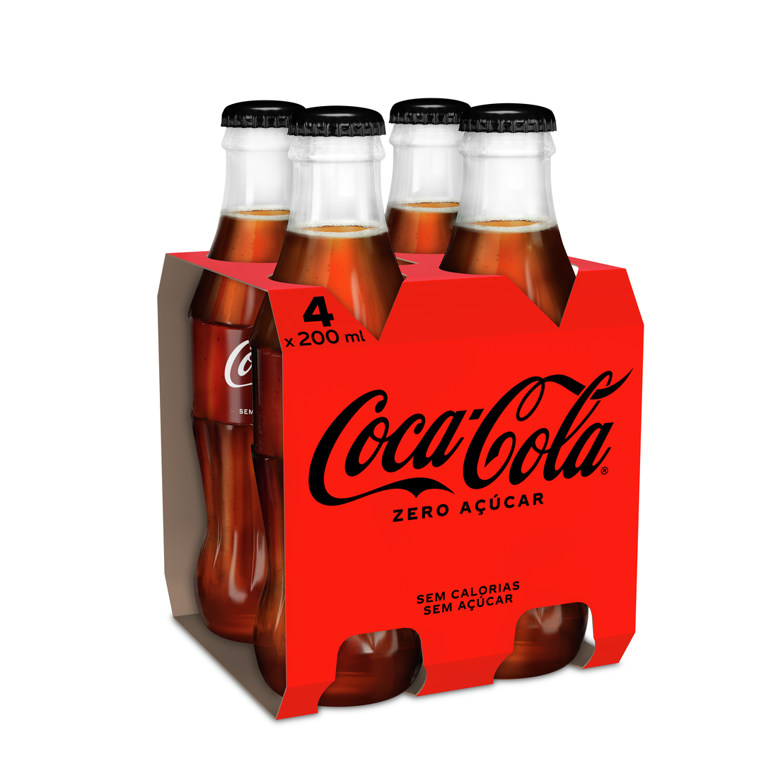 REFRIGERANTE COM GÁS COCA-COLA ZERO AÇÚCAR VIDRO 4X0.20L