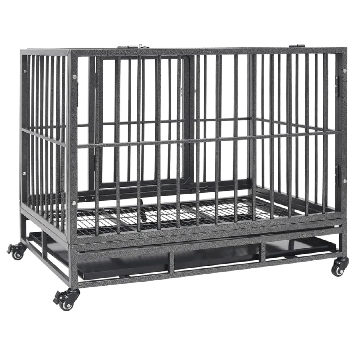 VIDAXL Cage chiens avec roues Acier