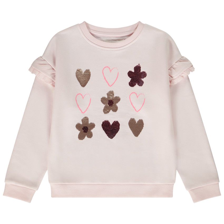 Sweat oversize avec motifs en sequins magiques pour fille - Rose
