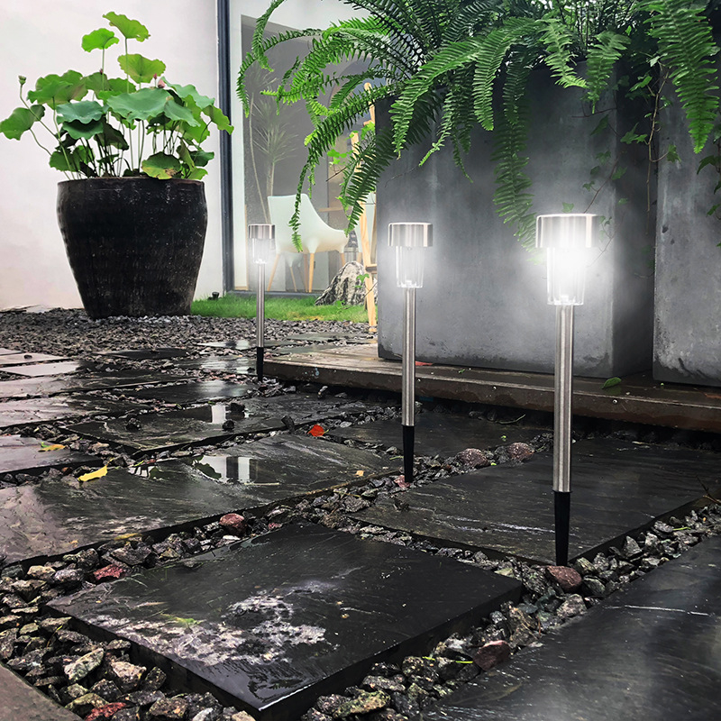 (Ø4.5x29.5cm) Edelstahl LED Solar Lampe Outdoor Gartenleuchte Wegbeleuchtung IP44 - Kaltweiss