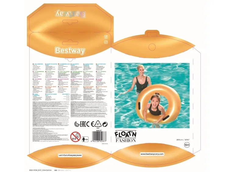 Bestway 36127, Guld, Svømmering, 10 År, Dreng/Pige, 91 cm, 253 g