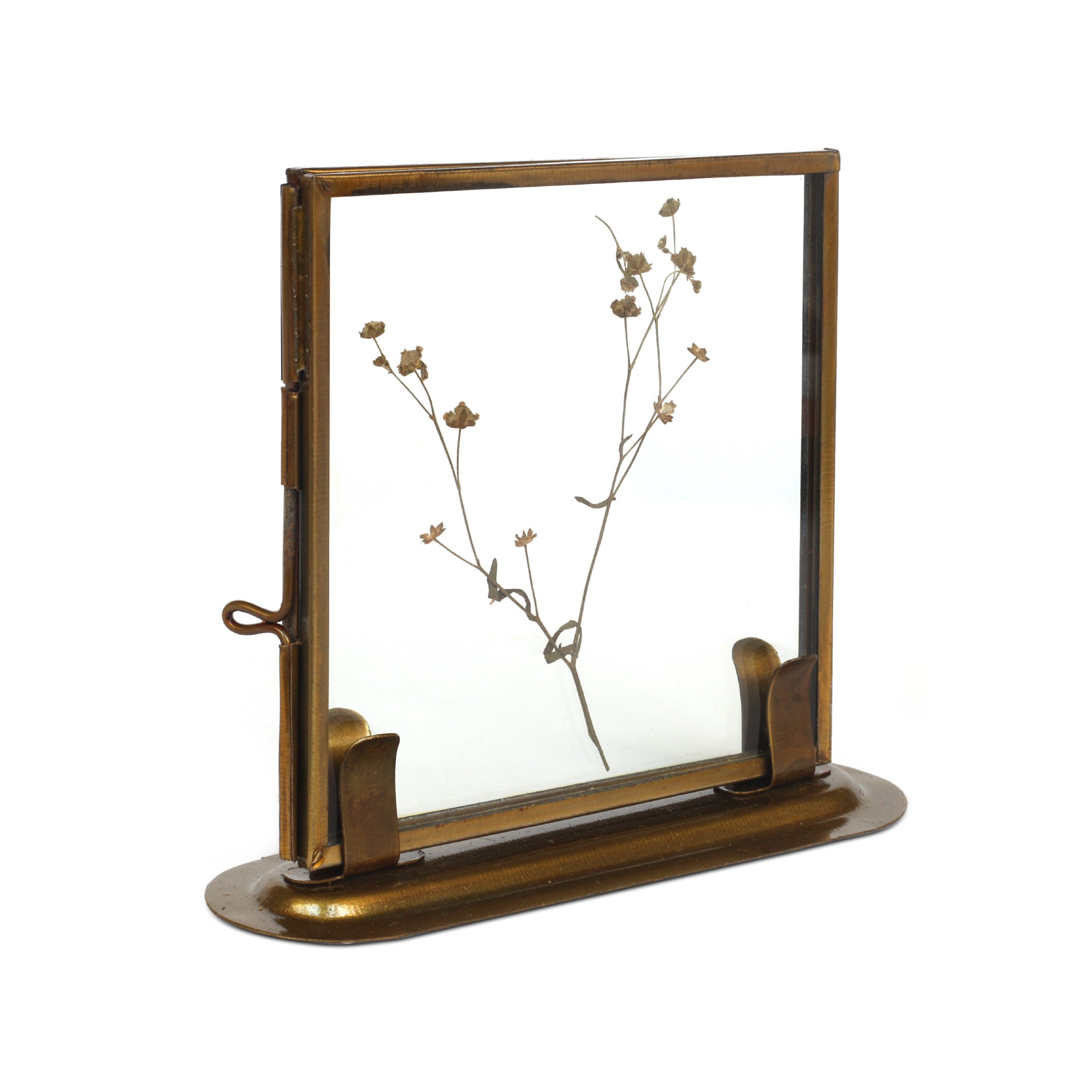 Glasrahmenhalter, antik-messing, H 13 cm, B 11 cm, L 4 cm von fischer's lagerhaus