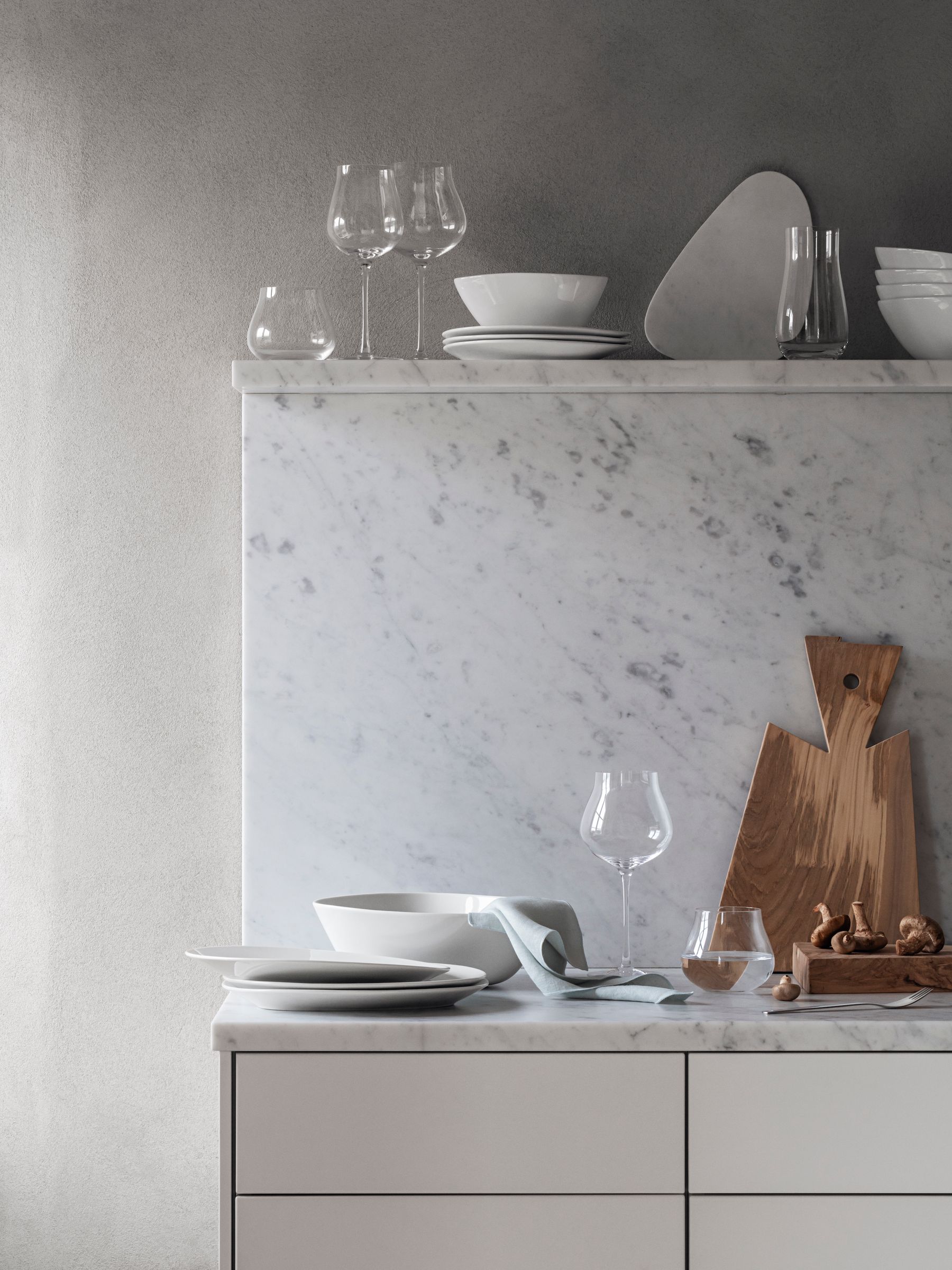 Georg Jensen Sky set van 6 kristallijne wittewijnglazen van 35 cl
