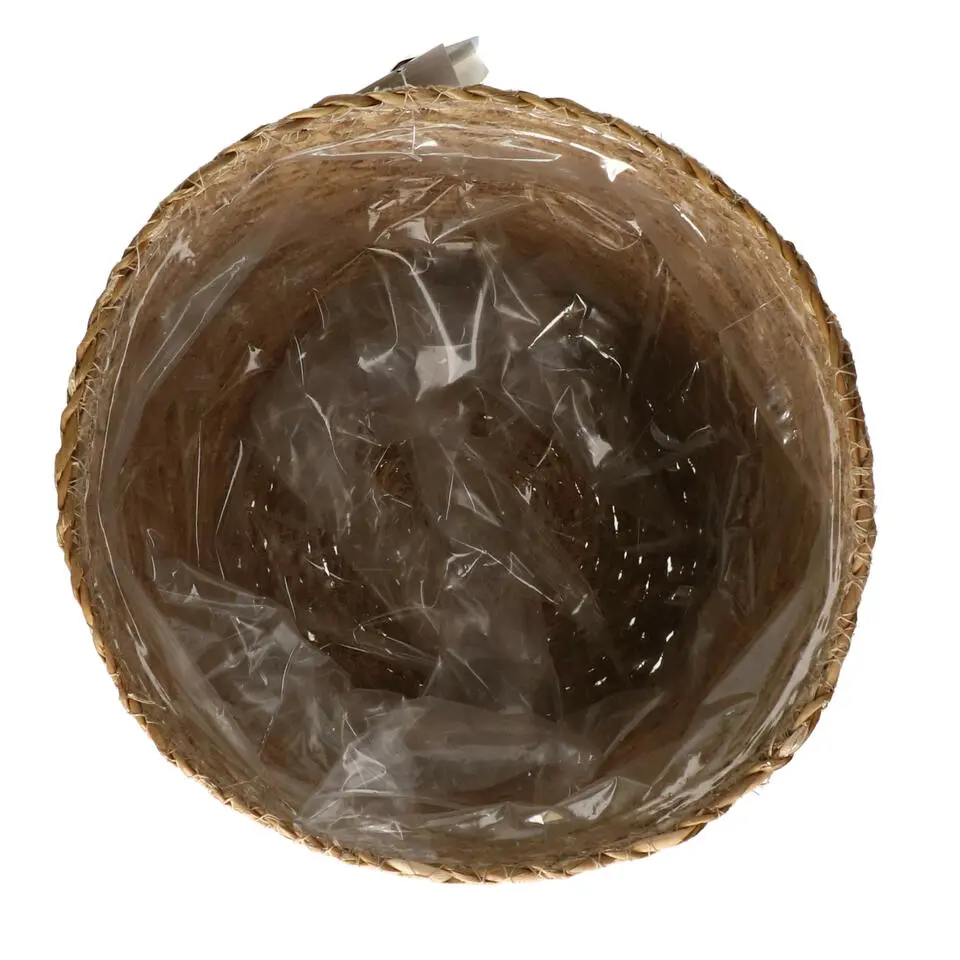 Steege Plantenpot - beige - gevlochten zeegras - 22 x 19 cm