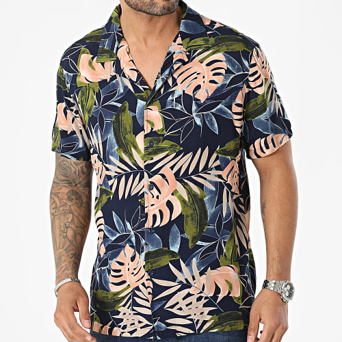 Chemise Manches Courtes Bleu Marine Floral