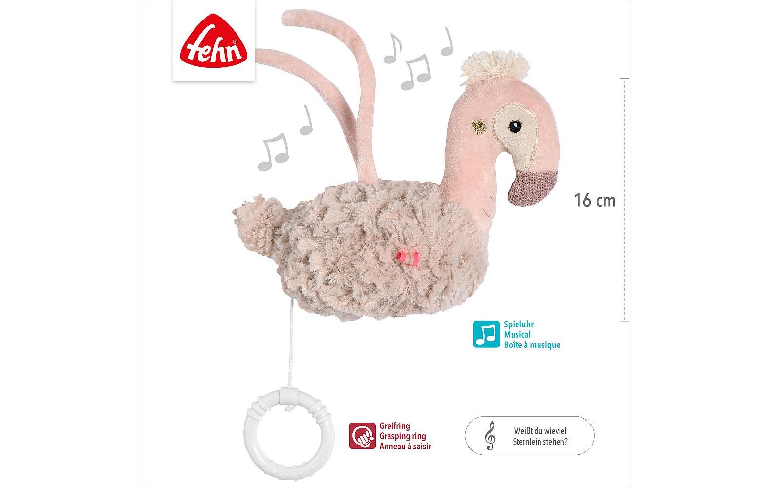 Spieluhr FlamingoAufzieh-Spieluhr mit sanfter Melodie «Schlaf Kindlein Schlaf»