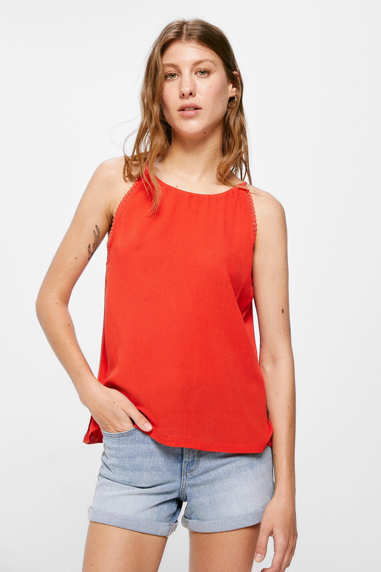 Top Halter Cuello - vermelho