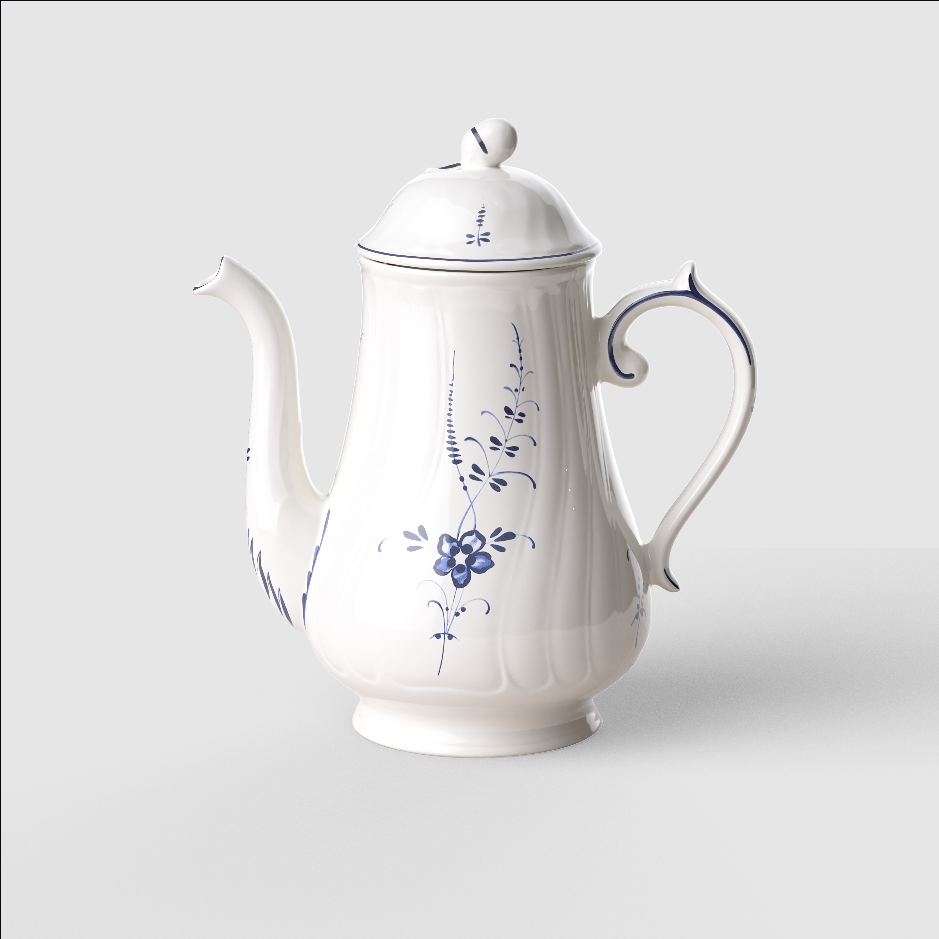 Vieux Luxembourg Coffee pot White, 40.6 oz, Premium Porcelain