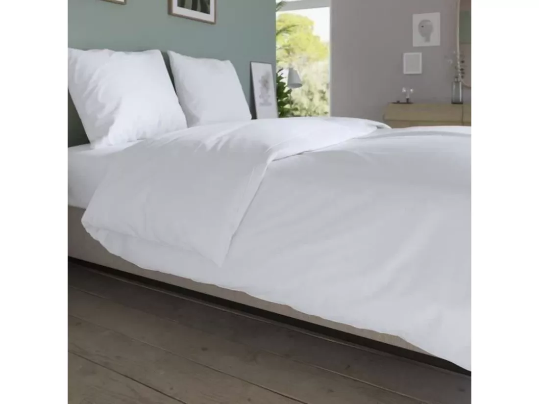 Housse de couette - 260 x 240 cm - Coton - Antibactérien - Blanc