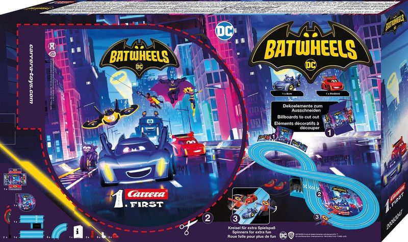 Carrera - First DC BatWheels - Racebaanset - 2,4 meter - Voor Kinderen Vanaf 3 Jaar