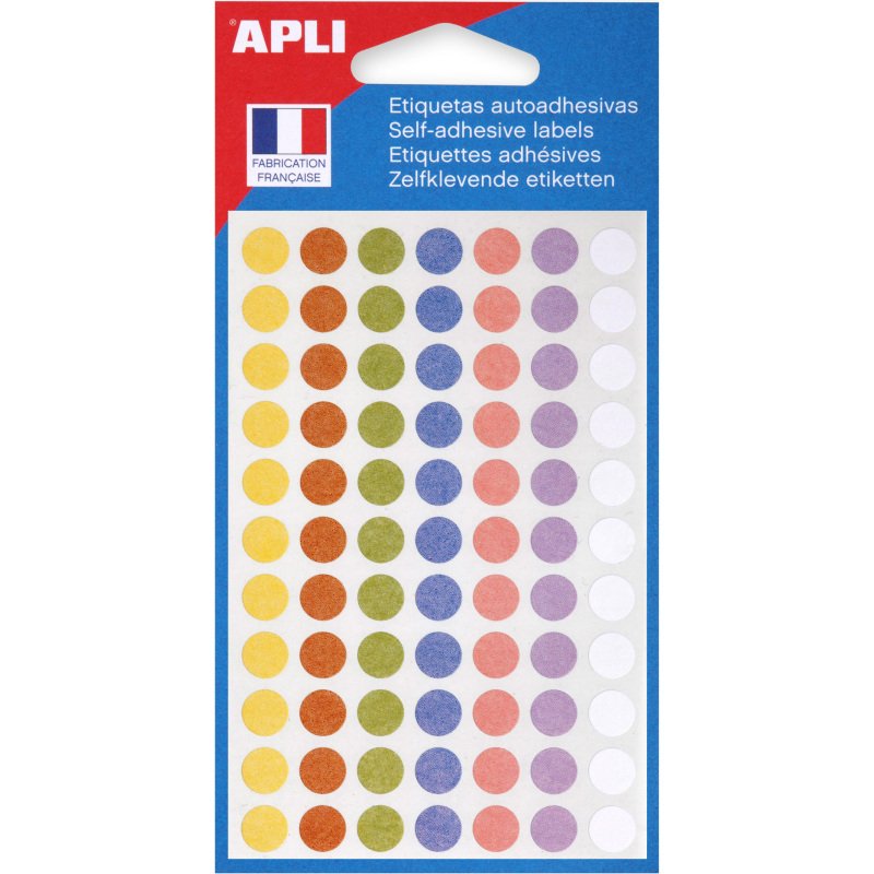 Pastille adhésive Ø 8 mm Agipa 102147 couleurs pastel assorties - Boîte de 385