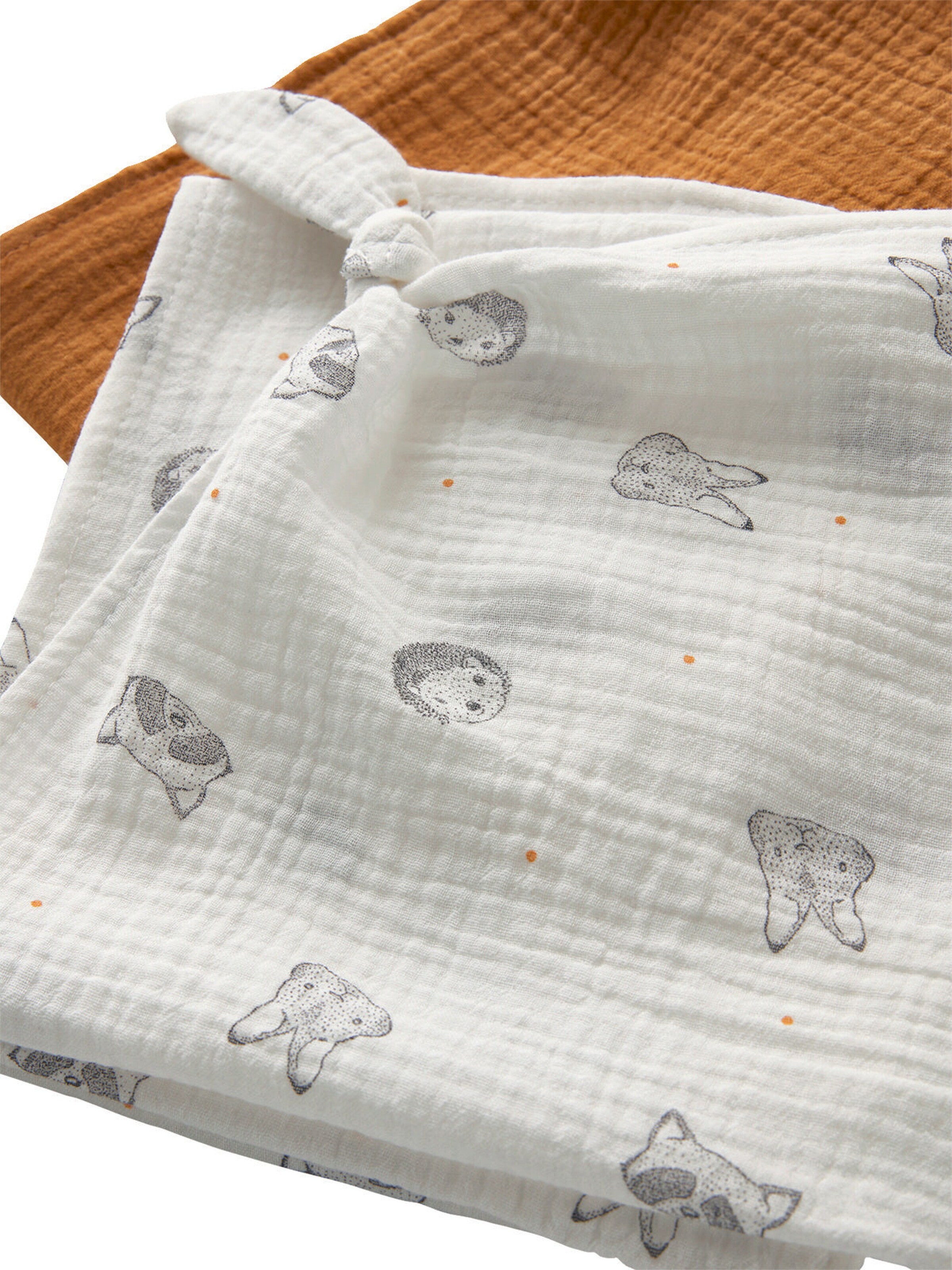 Vertbaudet Bio-Kollektion: 3er-Pack Baby Wickeltücher KLEINE FREUNDE wollweiß/karamell