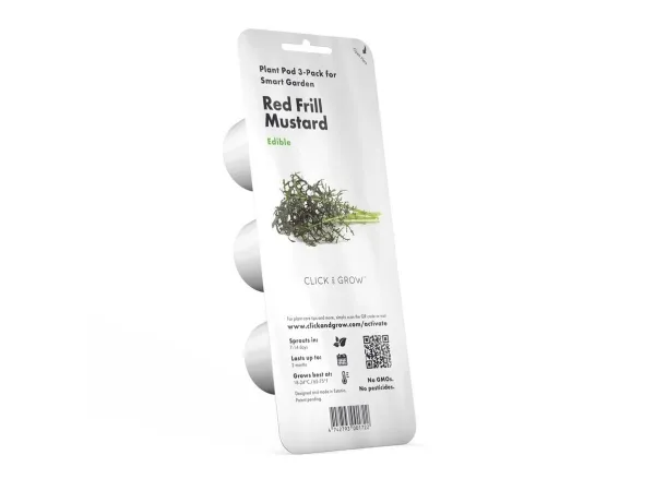 Click & Grow SGR77x3, Spiselig plante, Leaf mustard (Red Frill), Startsæt, 7 - 14 dage, 18 - 24 °C, 3 stk