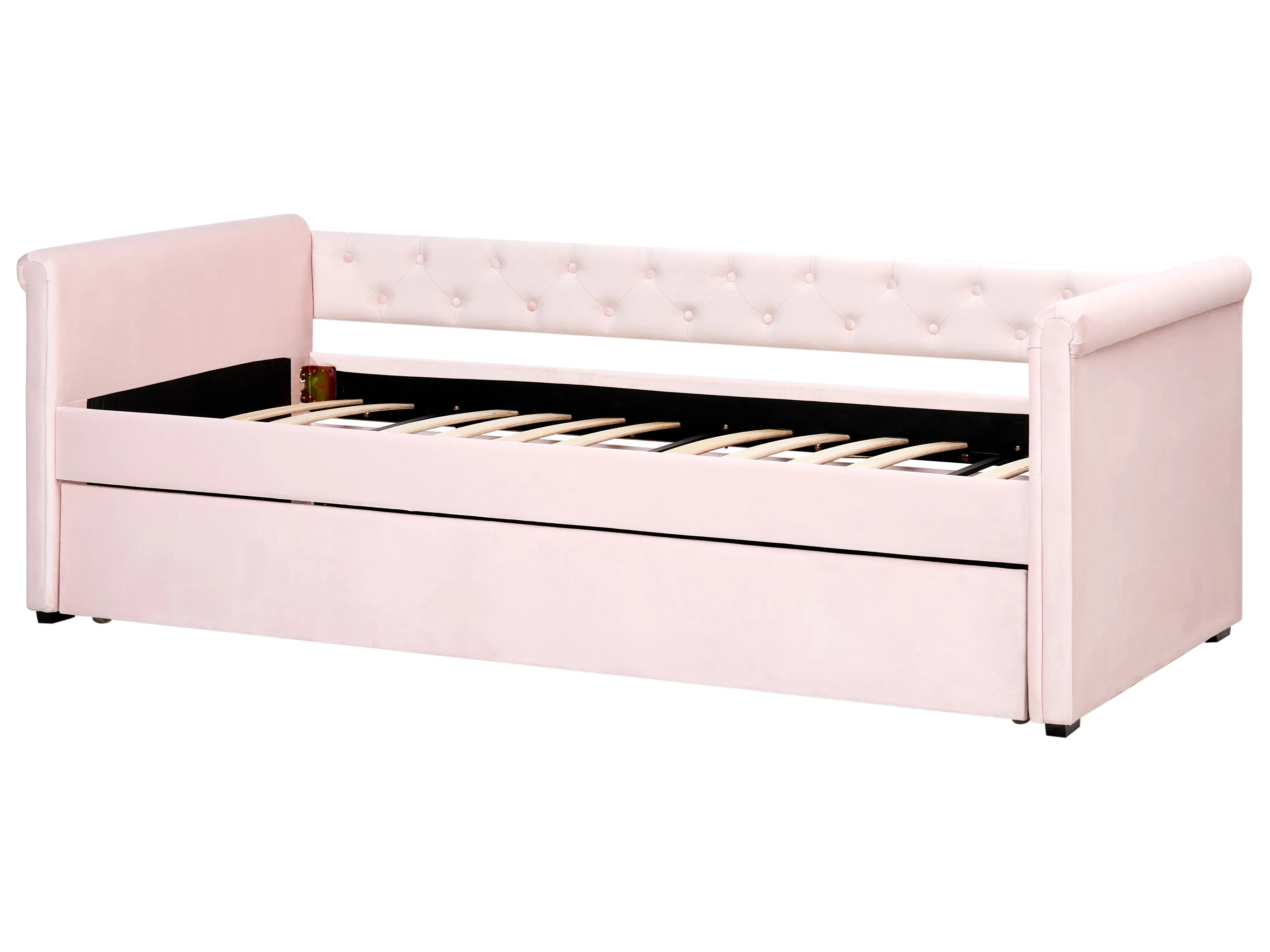Onderschuifbed Fluweel LIBOURNE 90 x 200 cm Pastelroze