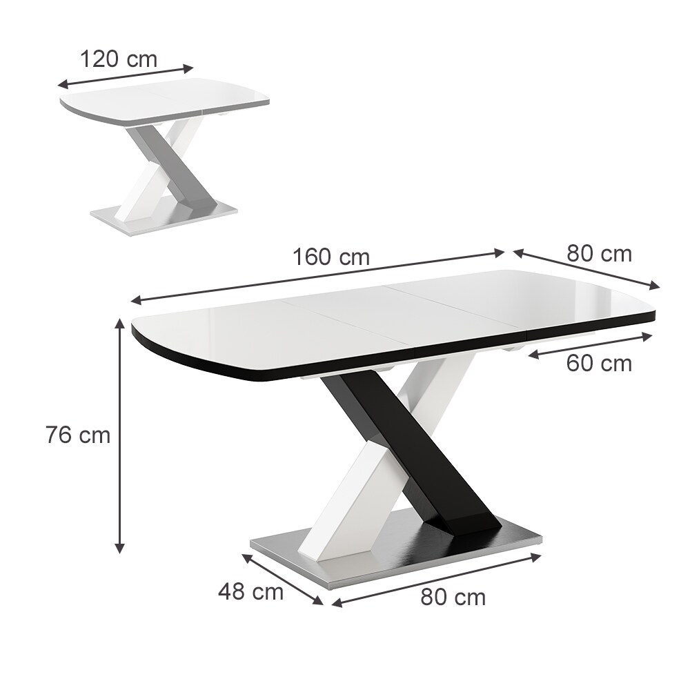 Vicco Esstisch Chinto Schwarz Weiß Hochglanz 120 x 80 cm