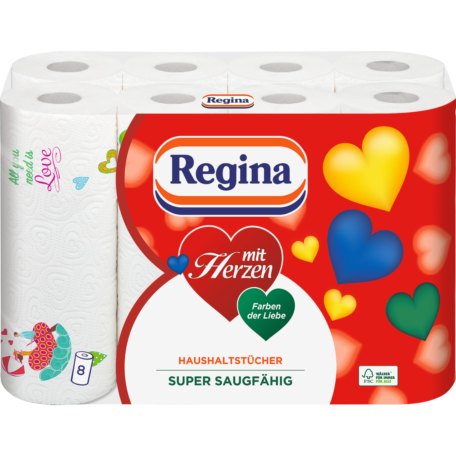 Regina Haushaltspapier mit Herzen 8 Rollen