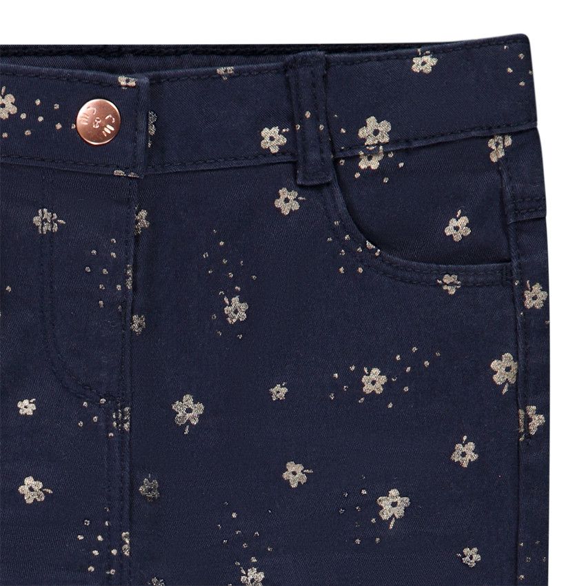 Pantalon slim en twill imprimé fantaisie pour bébé fille - Bleu marine