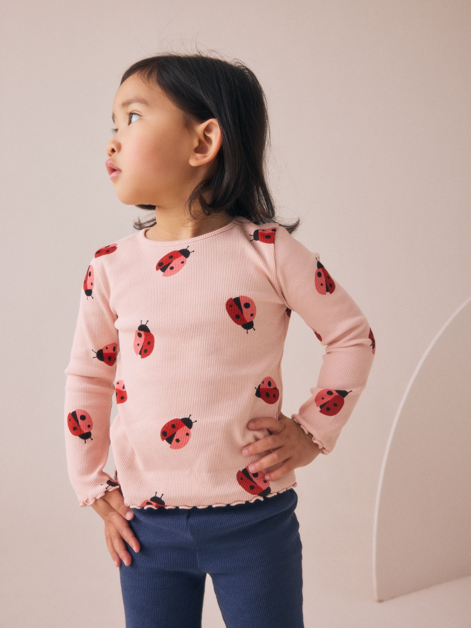 Donkerblauw/roze - Set van 3 tops en flared leggings (3mnd-7jr)