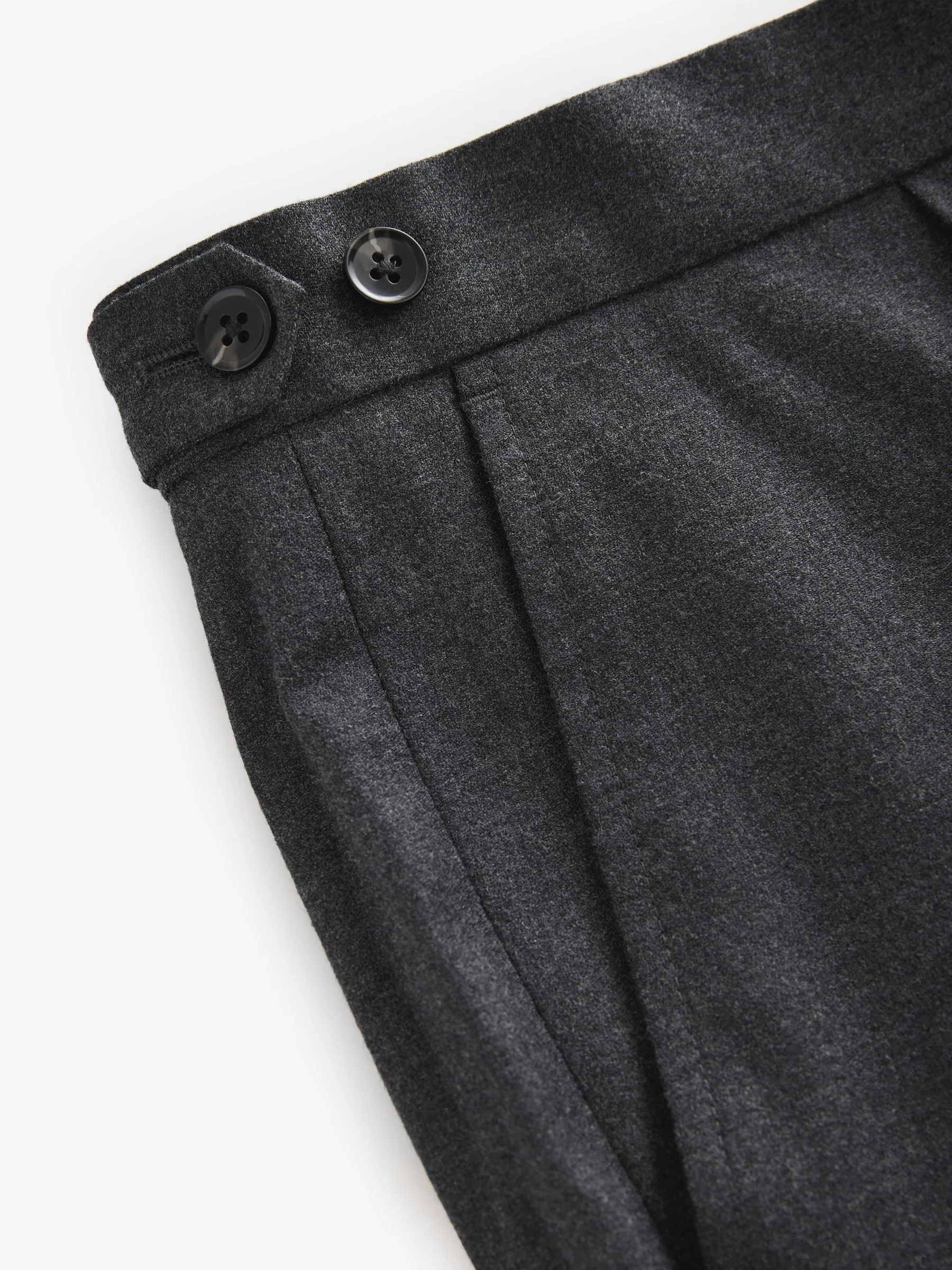 Antraciet - Wollen Rijke Slim Textuur Broek Met Zijverstellers