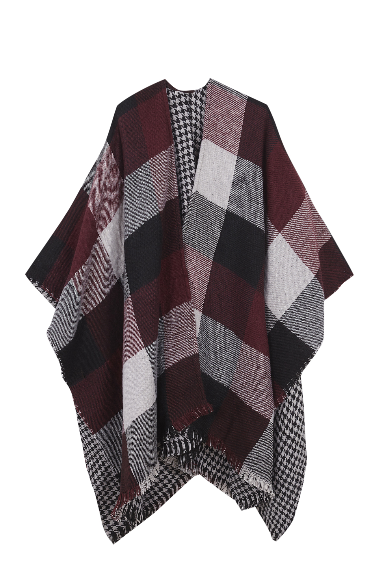Poncho estampado reversível