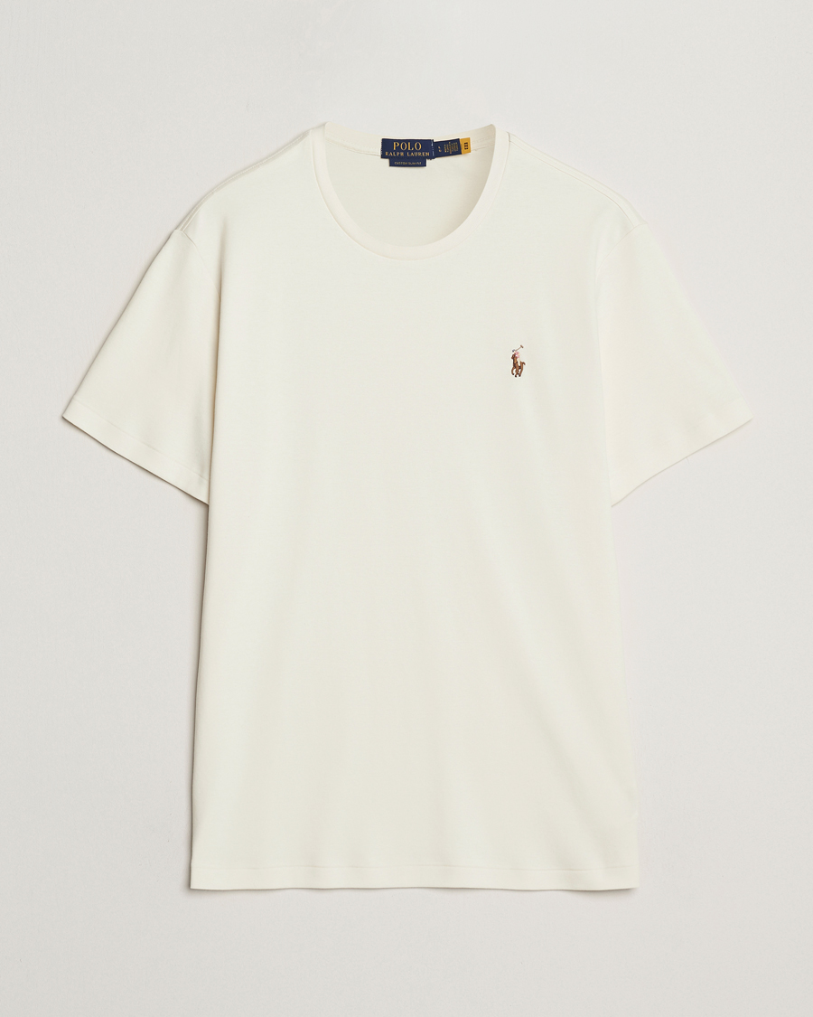 Polo Ralph Lauren Luxury Pima Cotton Crew Neck T-Shirt Pale Cream