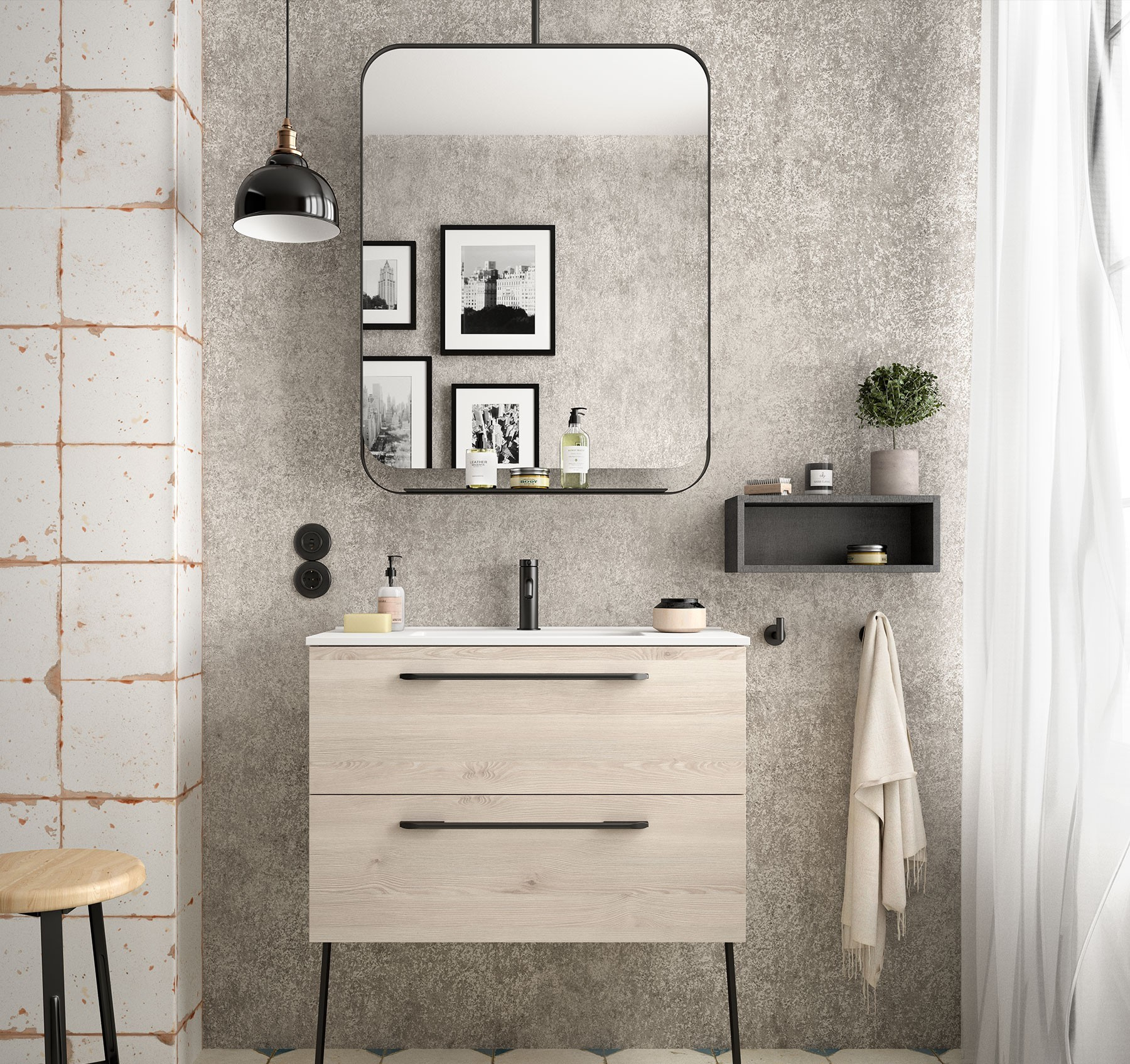 Muebles Twist roterende spiegel 70x90cm zwart