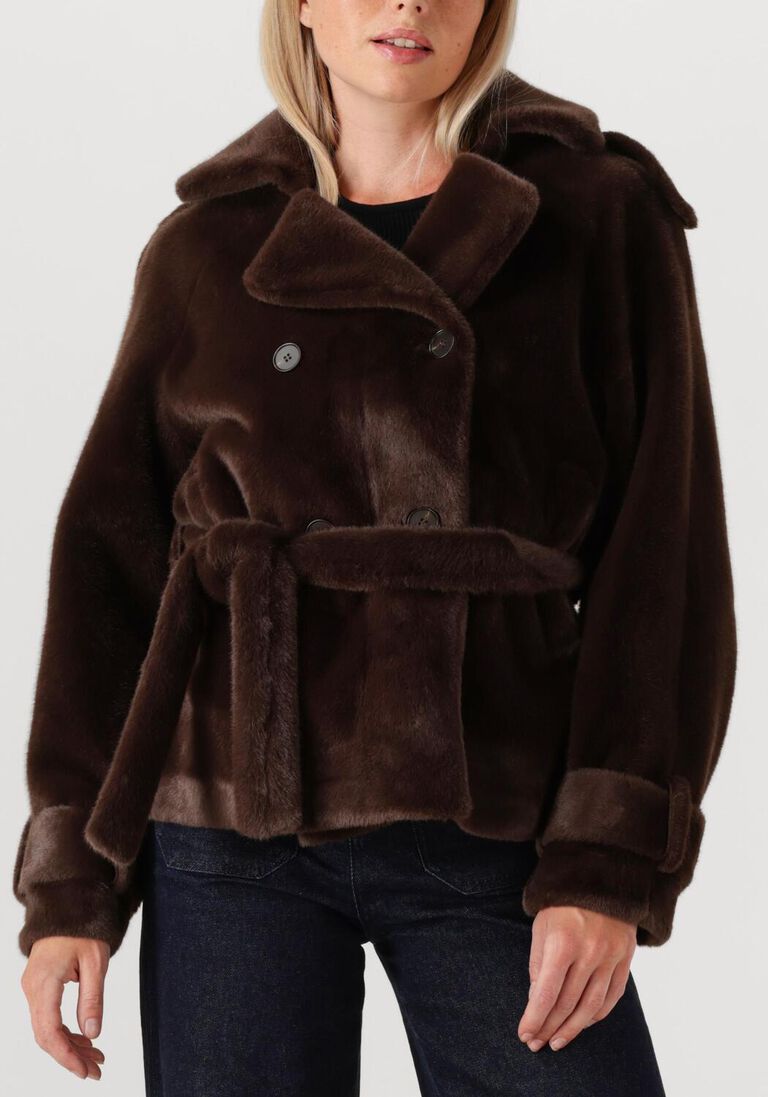 bruine ibana faux fur jas cristel