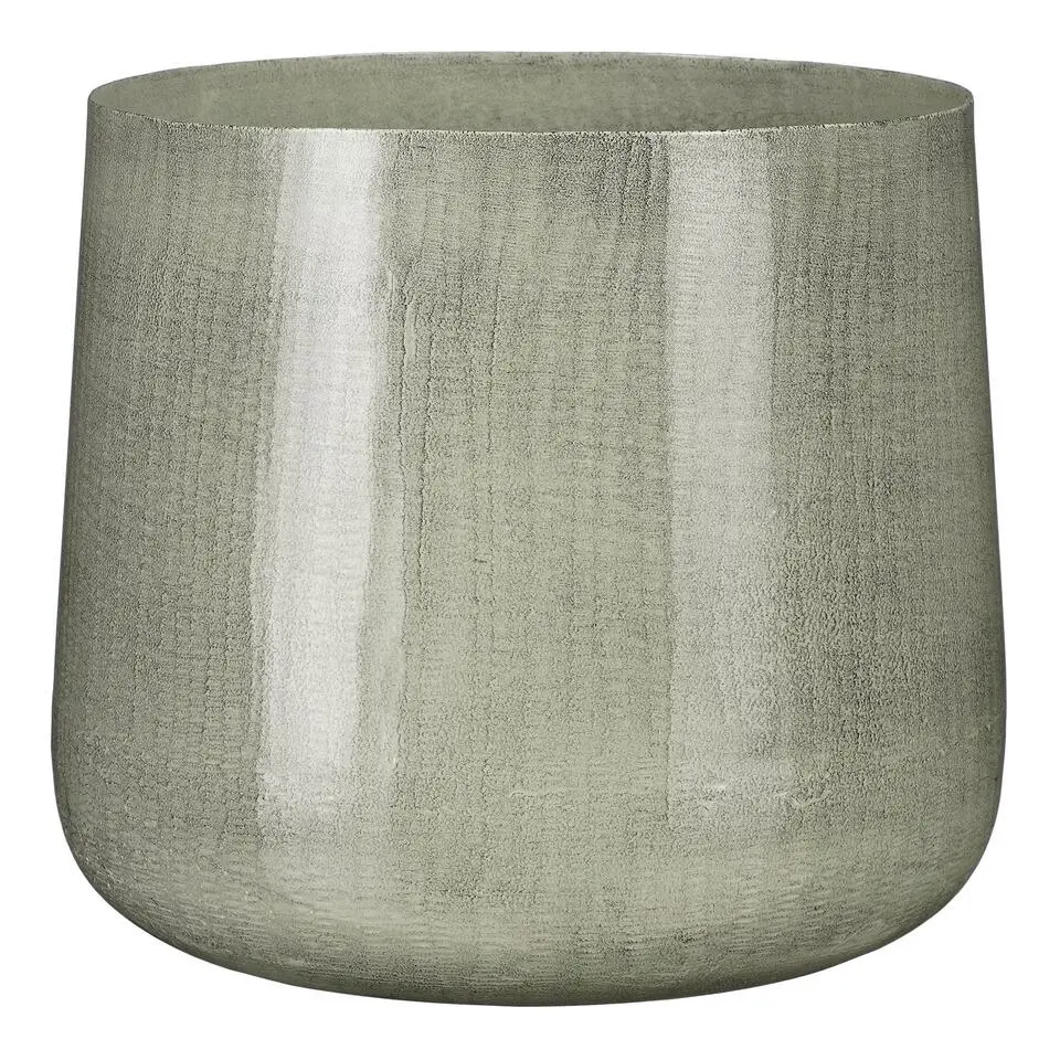 Mica Decorations Benson Bloempot - H24 x Ø26 cm - Metaal - Lichtgrijs