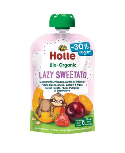 Holle BIO Lazy Sweetato – Süsskartoffel, Pflaume, Kürbis, Erdbeere und Hafer