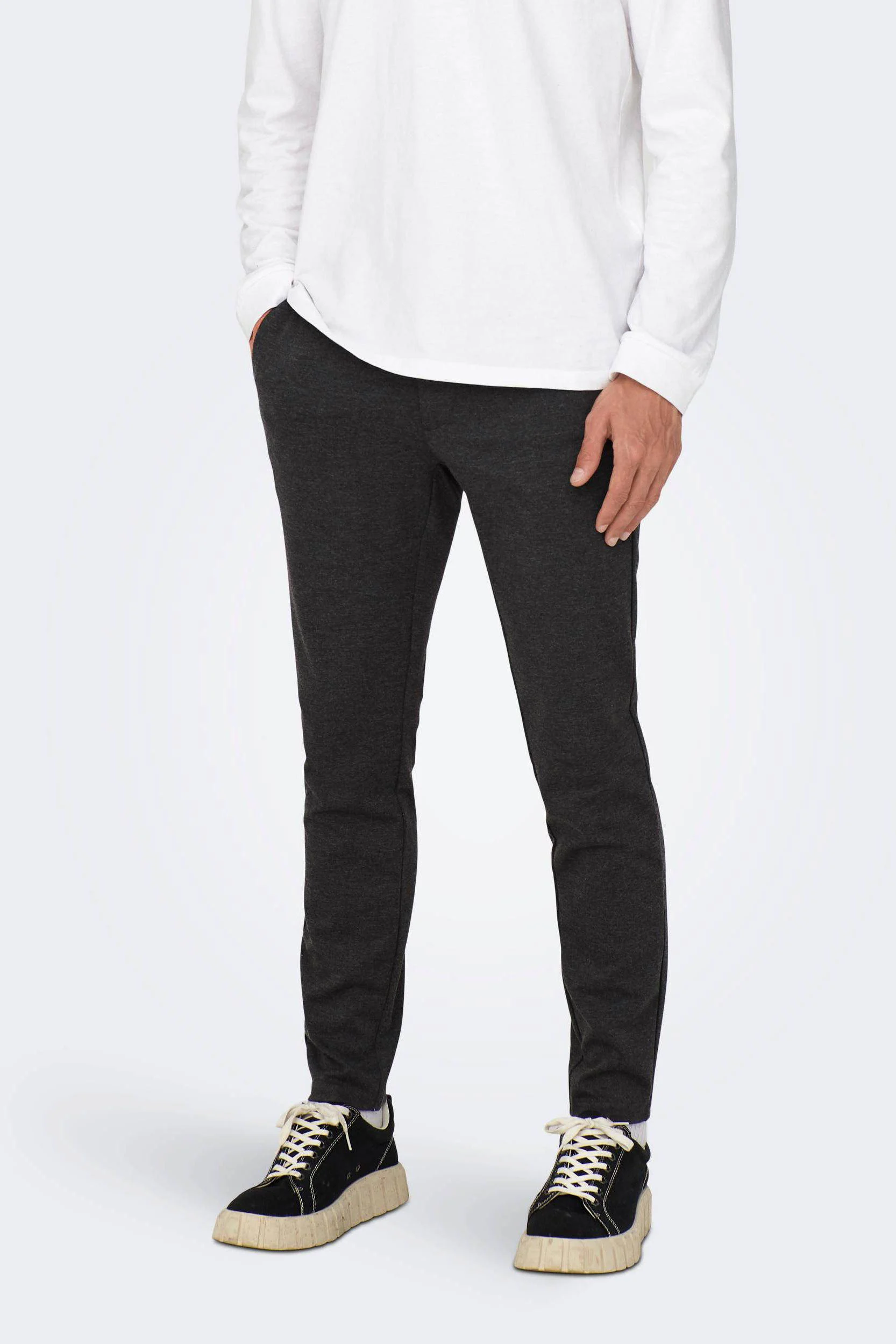 ONLY & SONS tapered fit chino ONSMARK dark grey melange