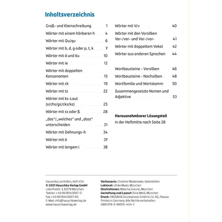 Hauschka Verlag Mein Übungsheft Rechtschreiben 4. Klasse, A5-Heft