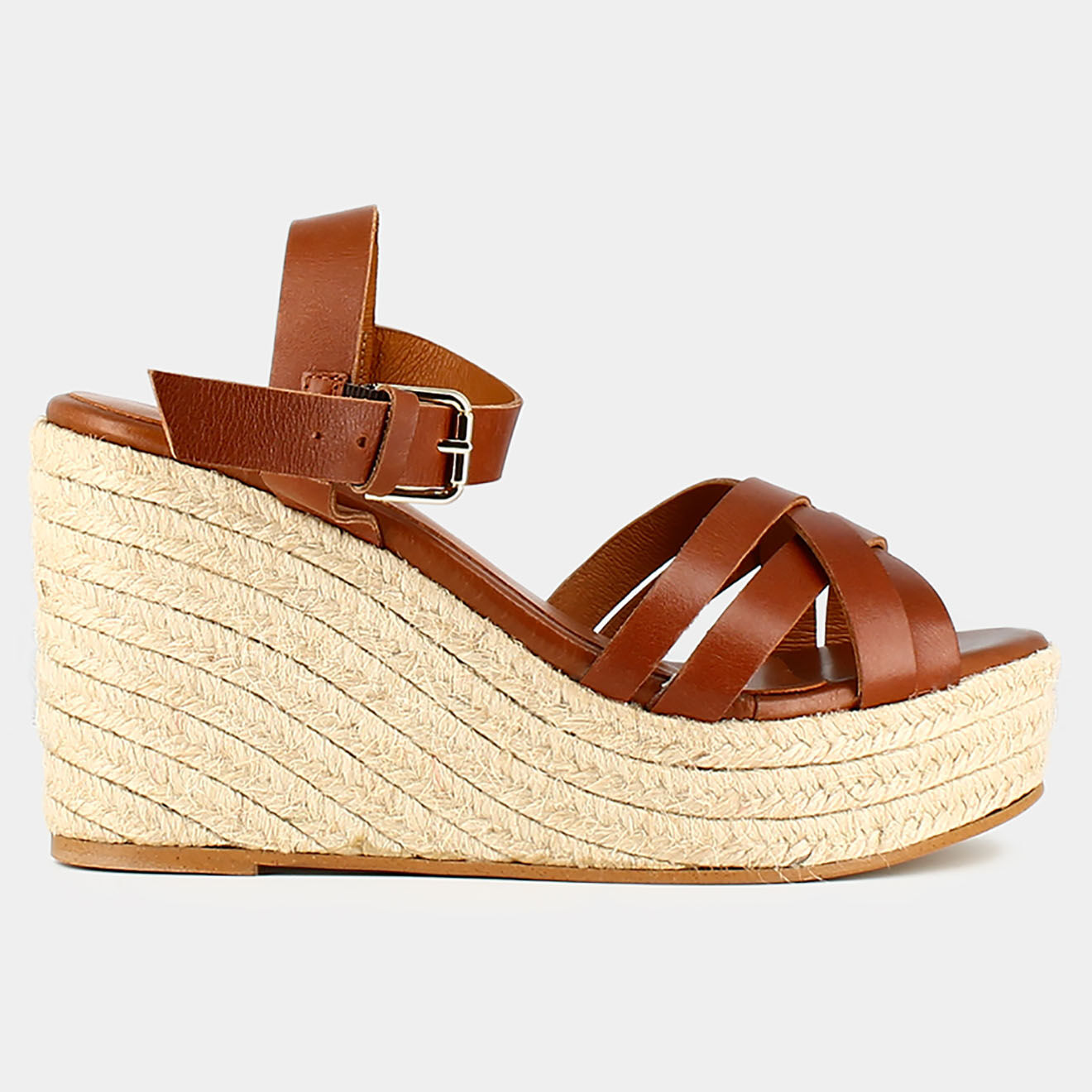 Jonak Espadrilles en Cuir Sacha cognac - Talon 10 cm